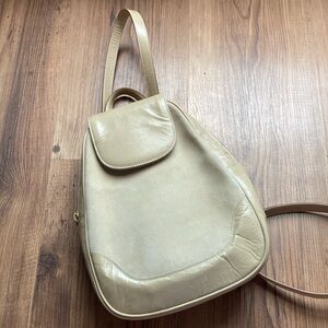 ST JOHN Leather Elegant Cream Backpack for Women